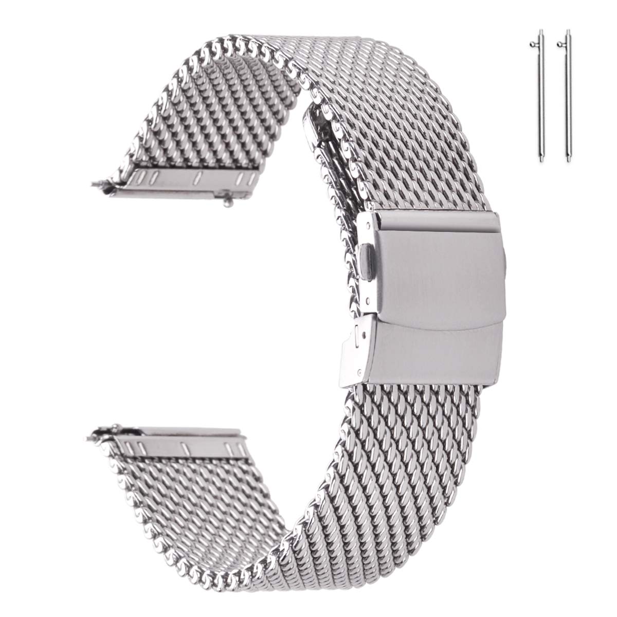 HOTEACHE Stainless Steel Thick Mesh Watch Bands for Mens, Quick Release Adjustable Heavy Duty Mesh Watch Straps 18mm 20mm 22mm