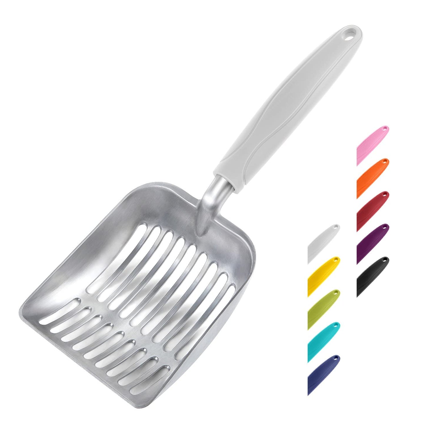 HOTWePet Cat Litter Scoop, Aluminum Alloy Sifter, Kitty Metal Scooper, Deep Shovel, Long Handle, Poop Sifting, Kitten Pooper Lifter, Durable, Heavy Duty, for Litter Box