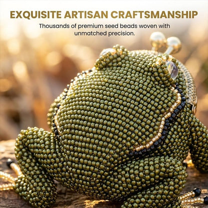 HOTROVIA DIY Frog Coin Purse Kit Beaded Coin Purse Craft Kit with Kiss Lock, 2 | DIY Beading Craft, Kiss Lock Frame, Lobster Clasp Included, Cute Frog Design, Creative Handmade Project