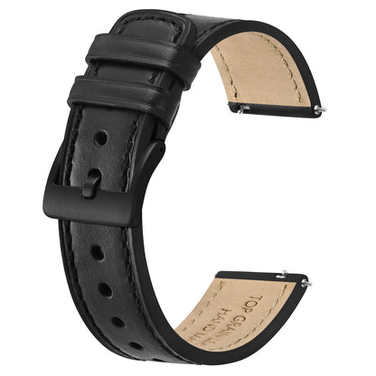 HOTBISONSTRAP Leather Watch Straps, Classic Oil Waxed Leather, Quick Release Replacement Band for Men and Women, Band Width 18mm 20mm 22mm