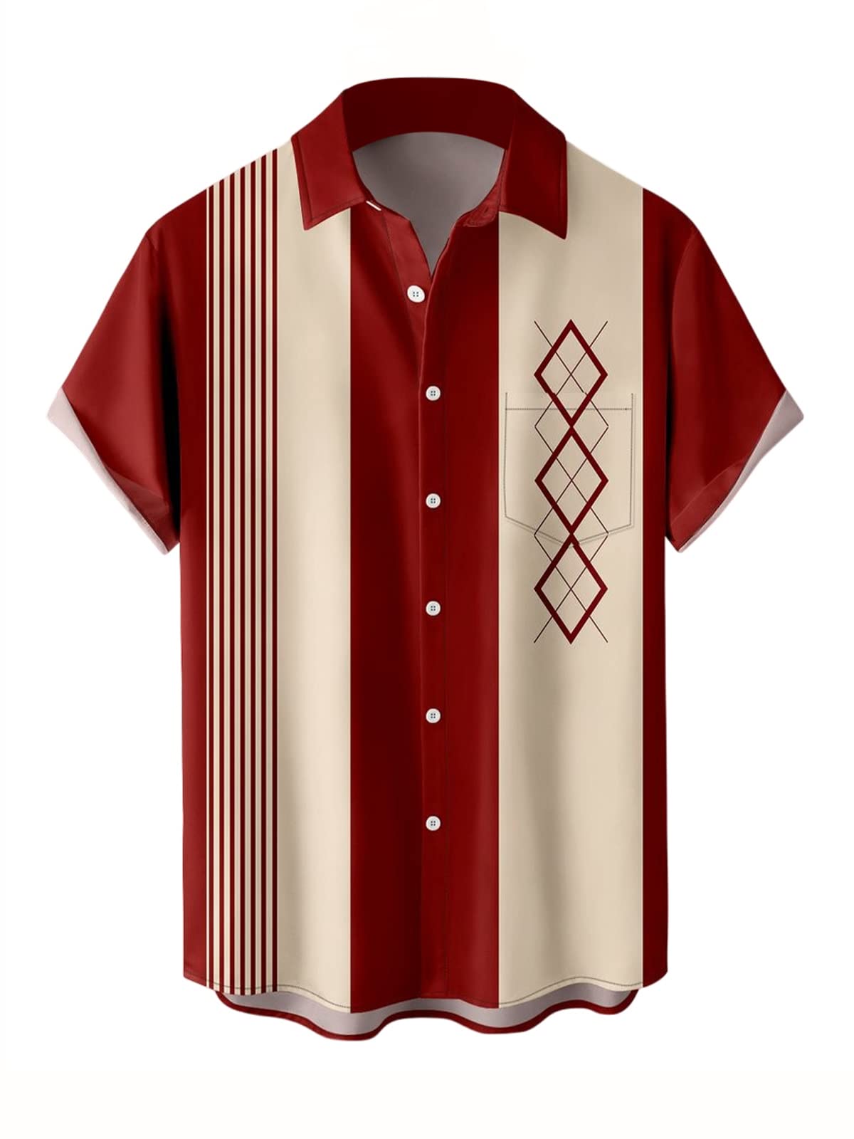 HOTwihnsinop Mens Funky Hawaiian Bowling Shirts Holiday Theme Shirt Button Down Shirts Big and Tall