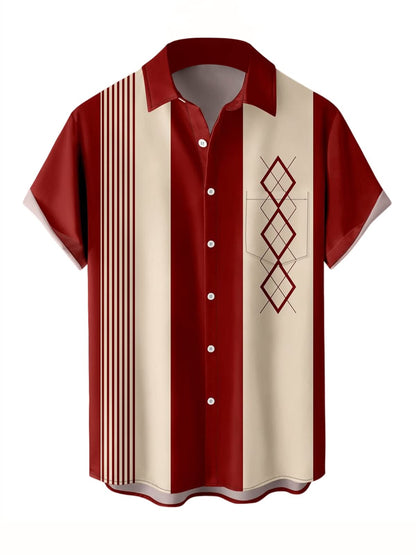 HOTwihnsinop Mens Funky Hawaiian Bowling Shirts Holiday Theme Shirt Button Down Shirts Big and Tall