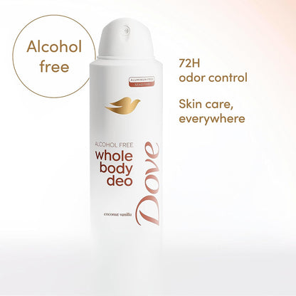 HOTDove Whole Body Deodorant Spray for Women, Alcohol Free, Scent: Coconut Vanilla, 4 oz