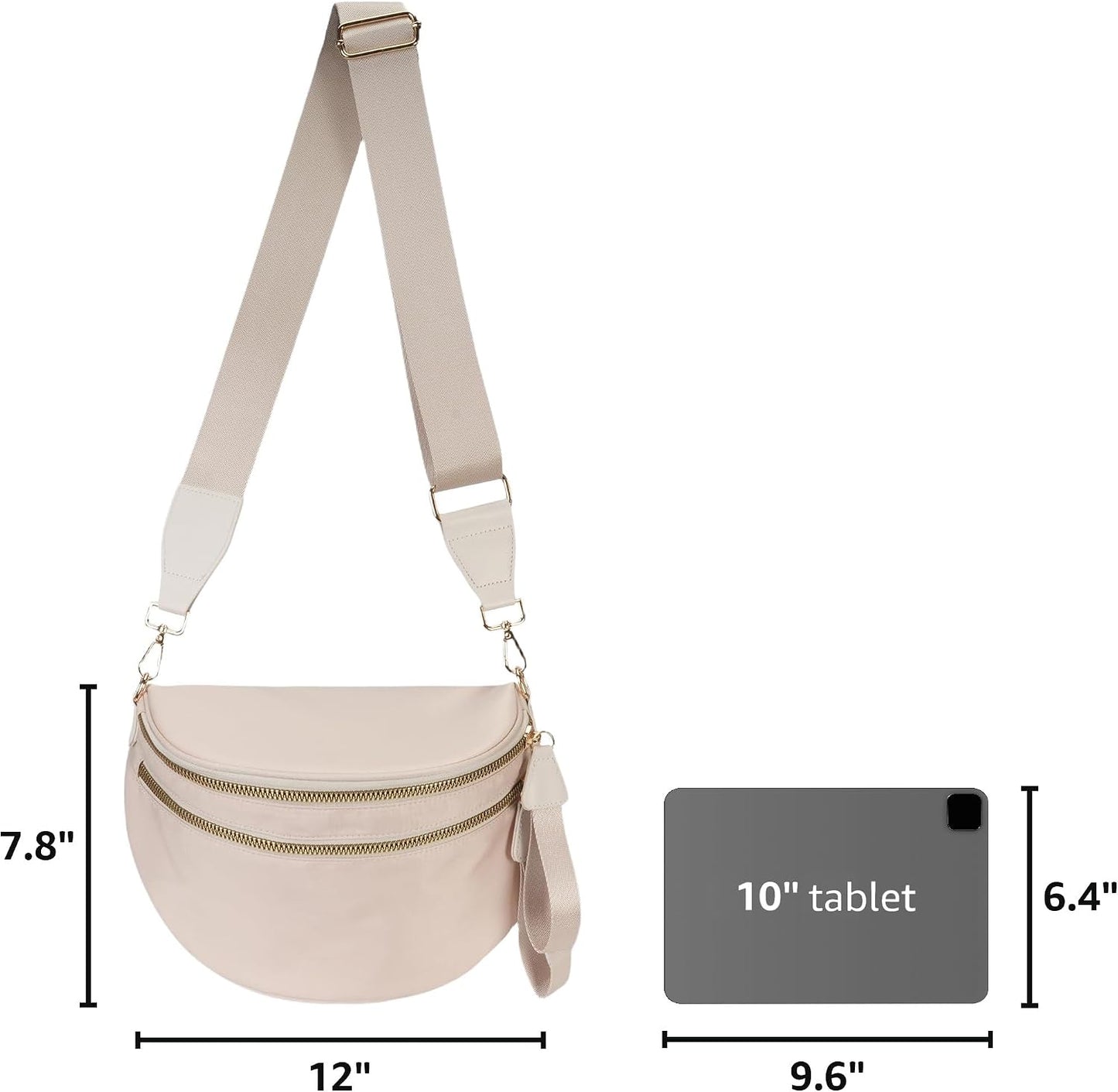 HOTFEIBOON Spacious Nylon Crossbody Bag Bum Bag Handbags Wallets Purses Trendy Shoulder Bag for Women