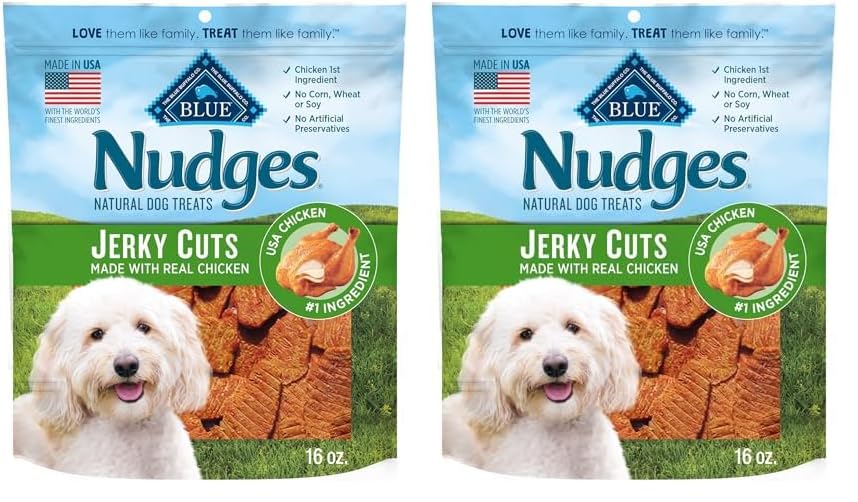 HOTBlue Buffalo Nudges Chicken Jerky Bites Natural Dog Treats, Tender & Meaty Dog Snacks, Healthy Reward or Training Treat, Made in the USA with Real Chicken, No Artificial Preservatives, 16 oz.