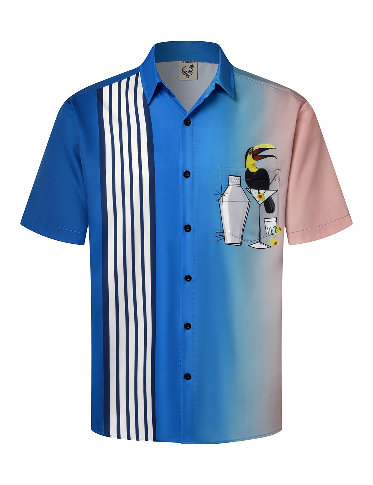 HOTHardaddy Men's Vintage Bowling Shirt Short Sleeve Button Down Hawaiian Summer Beach Printed Casual Shirts