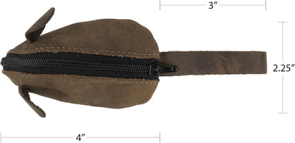 HOTHide & Drink, Mouse-Shaped Coin Pouch, Change Pouch, Pocket Case for Coins, Travel Accessory, Full Grain Leather, Handmade, Bourbon Brown