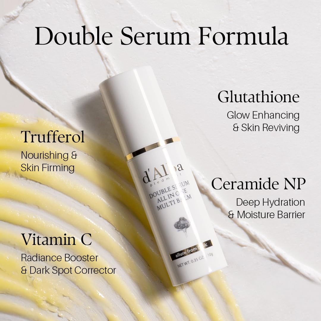 HOTd'alba Piedmont White Truffle Double Serum All-in-one Multi Balm, Stick Balm, Vegan Skincare with Vitamin C and Vegan Collagen, 3-in-1 Anti Wrinkle, Eye Treatment, Dark Spot Remover