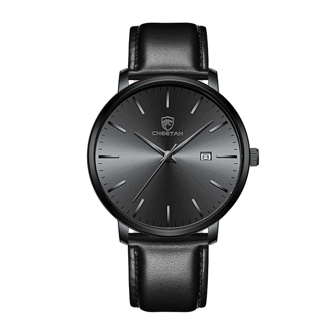 HOTCHEETAH Minimalist Waterproof Quartz Watches for Men with Leather Strap, Auto Date
