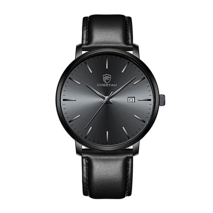 HOTCHEETAH Minimalist Waterproof Quartz Watches for Men with Leather Strap, Auto Date