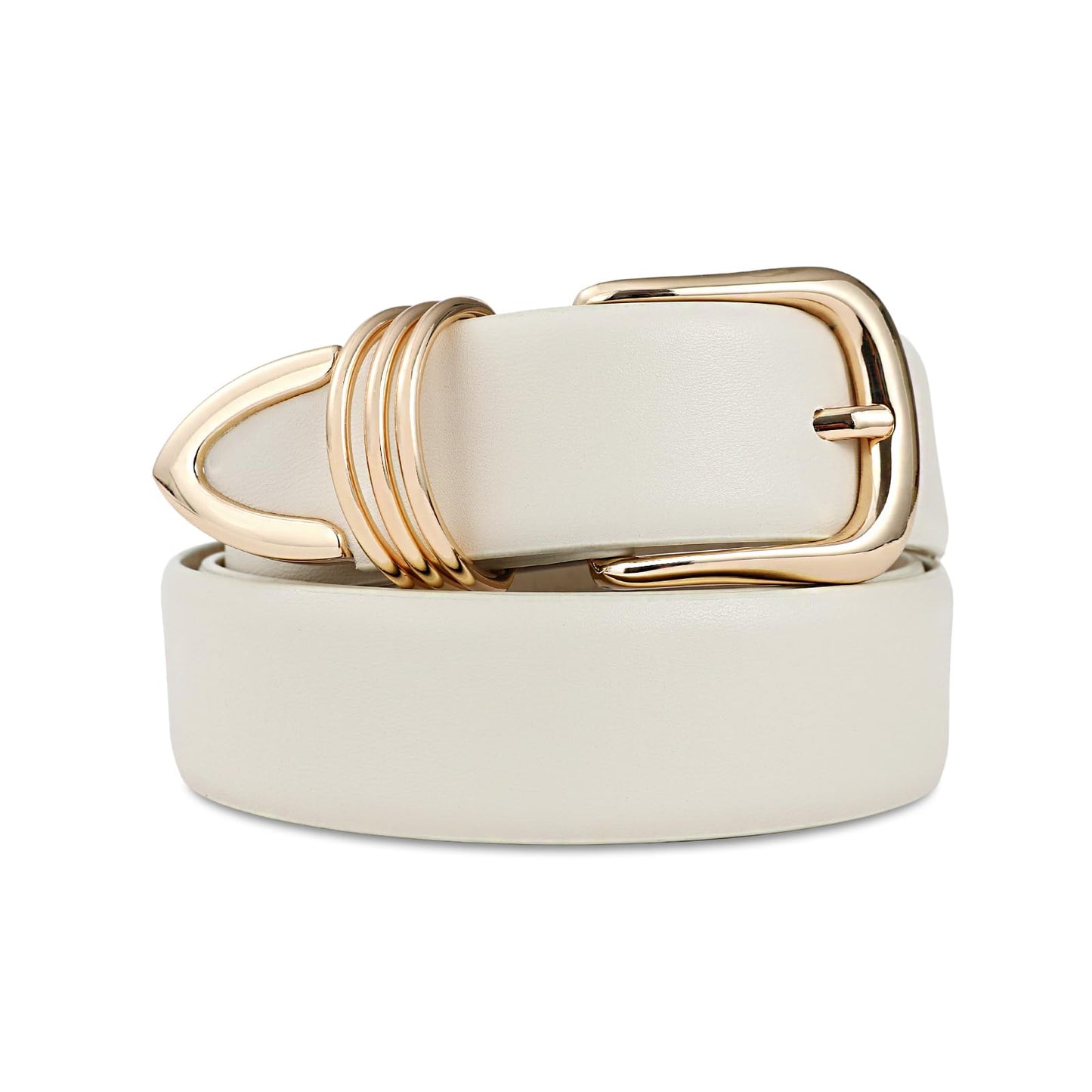 HOTRISANTRY Women's Leather Belts with Gold Buckle Fashion Leather Waist Belt Elegant Ladies Belts for Jeans Gifts for Women