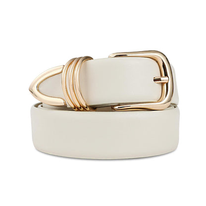 HOTRISANTRY Women's Leather Belts with Gold Buckle Fashion Leather Waist Belt Elegant Ladies Belts for Jeans Gifts for Women