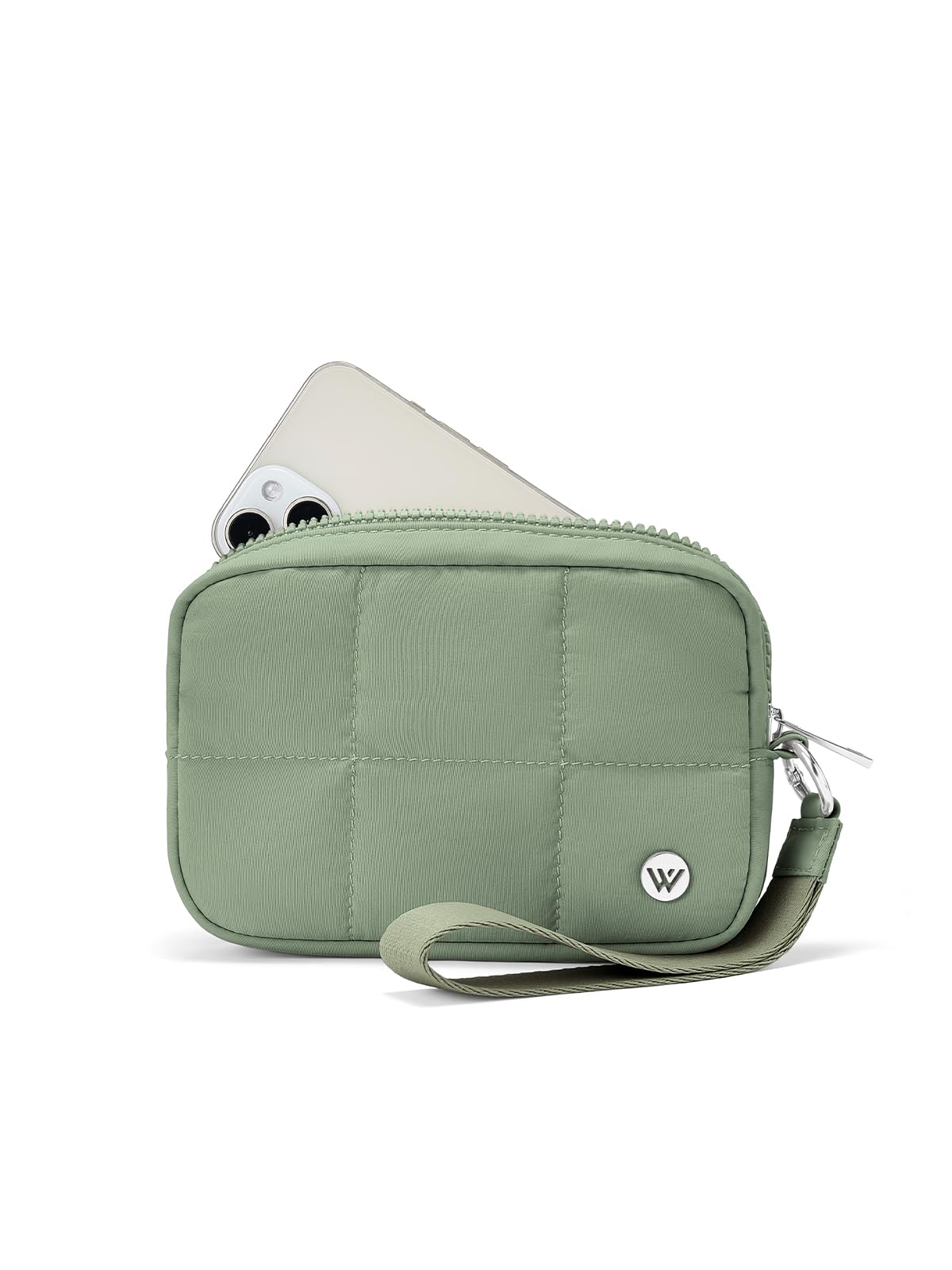 HOTWESTBRONCO Puffer Wristlet Wallet for Women – RFID Blocking Quilted Nylon Phone Wallet, Zipper Card Holder & Makeup Pouch