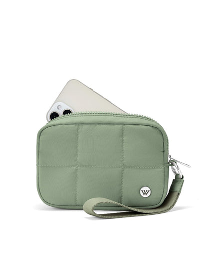 HOTWESTBRONCO Puffer Wristlet Wallet for Women – RFID Blocking Quilted Nylon Phone Wallet, Zipper Card Holder & Makeup Pouch