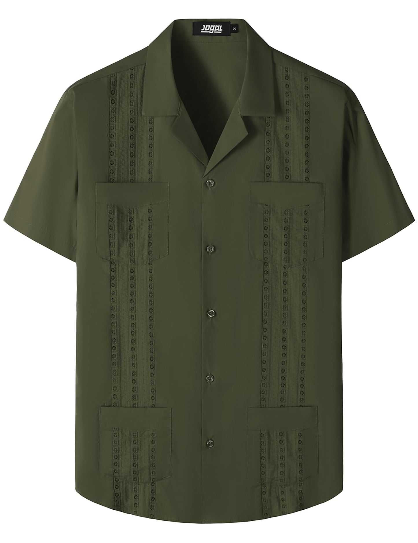 HOTJOGAL Mens Guayabera Shirts Cuban Short Sleeve Casual Button Down Beach Shirt