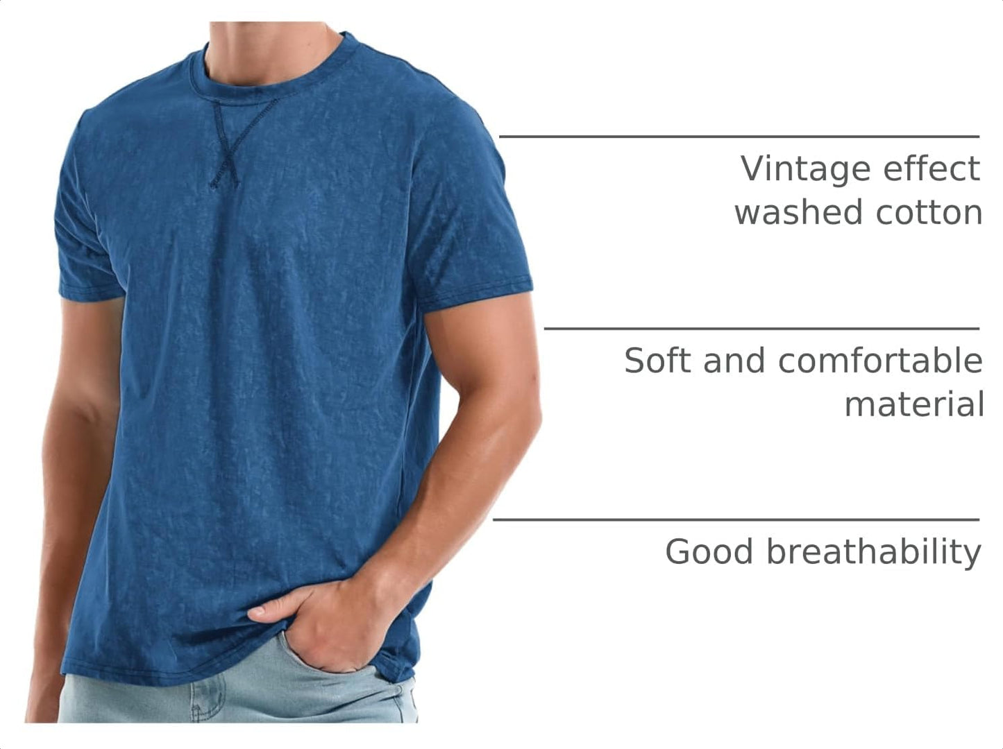 HOTKLIEGOU Men's T-Shirts - Premium Cotton Crew Neck Tees S - 4XL