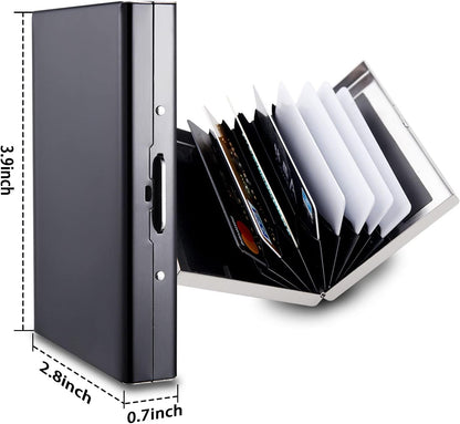 HOTBestac Credit Card Holder RFID Slim Metal Card Case for Hard Stainless Steel Credit Card Wallet Business Card Holder for Men Women (Silver)