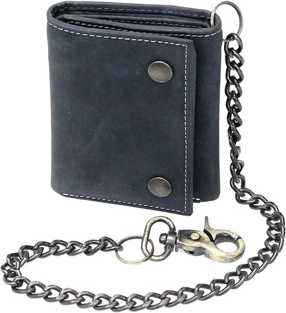 HOTVintage Black RFID Trifold Chain Wallet #WC513210KID