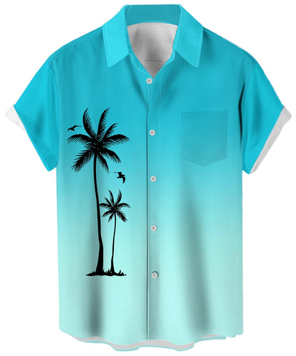 HOTMen's Short Sleeve Button Up Hawaiian Shirt 1950s Vintage Bowling Shirts