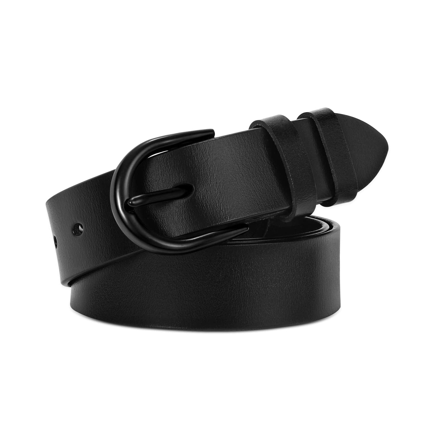 HOTWHIPPY Women Leather Belt for Jeans Pants Dresses Black Ladies Waist Belt with Pin Buckle