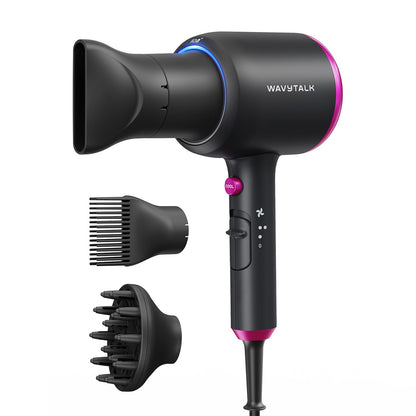 HOTWavytalk Hair Dryer with Diffuser, Blown Away Ionic Hair Dryer for Curly Hair with Comb, 1875W Fast Drying Blow Dryer with Ceramic Technology, 3 Attachments for All Hair Types, Light and Quiet, Black