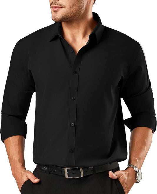 HOTDress Shirts for Men Big and Tall(XL Big-6XL Big Tall) Button Down Long Sleeve Business Casual Collared Shirt