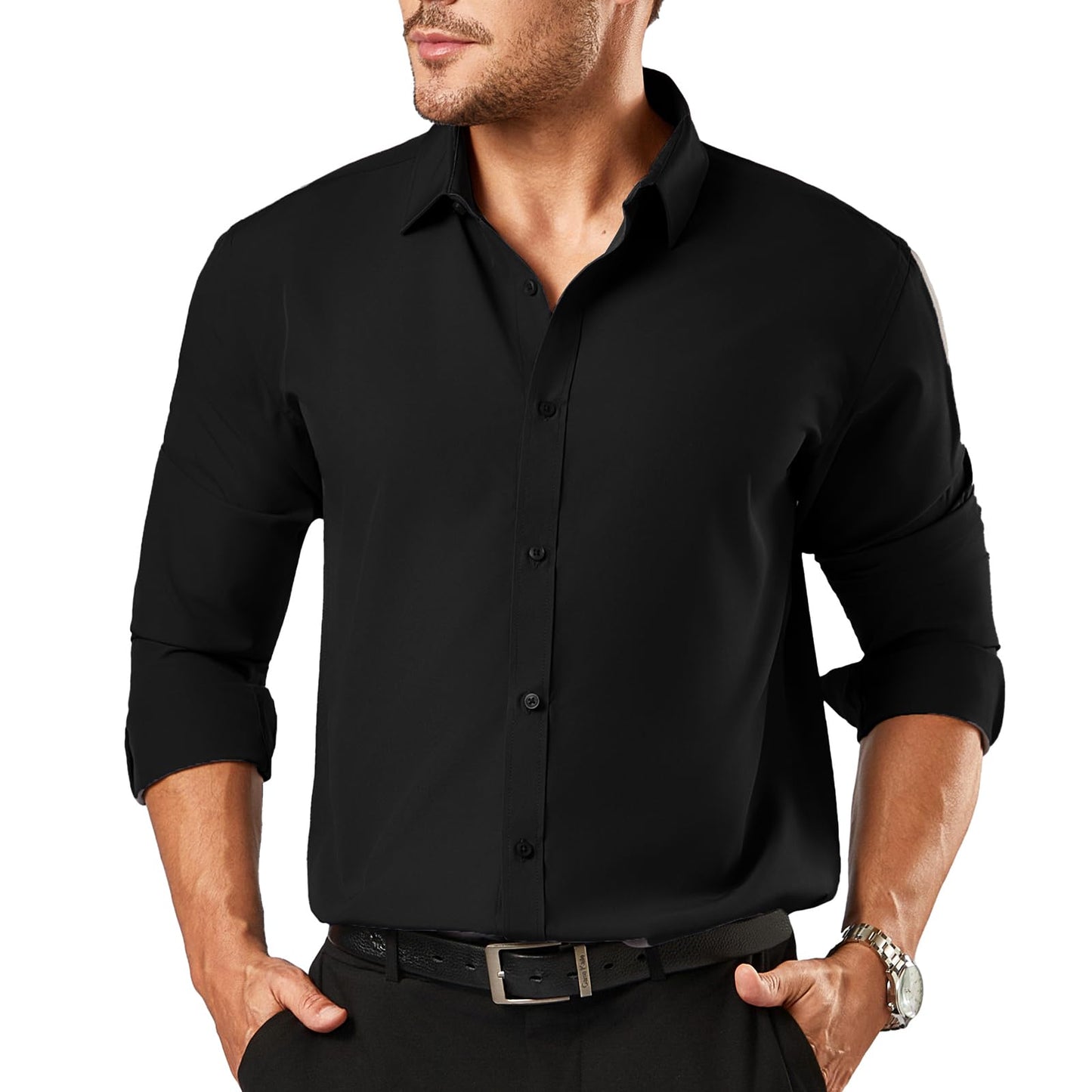 HOTDress Shirts for Men Big and Tall(XL Big-6XL Big Tall) Button Down Long Sleeve Business Casual Collared Shirt