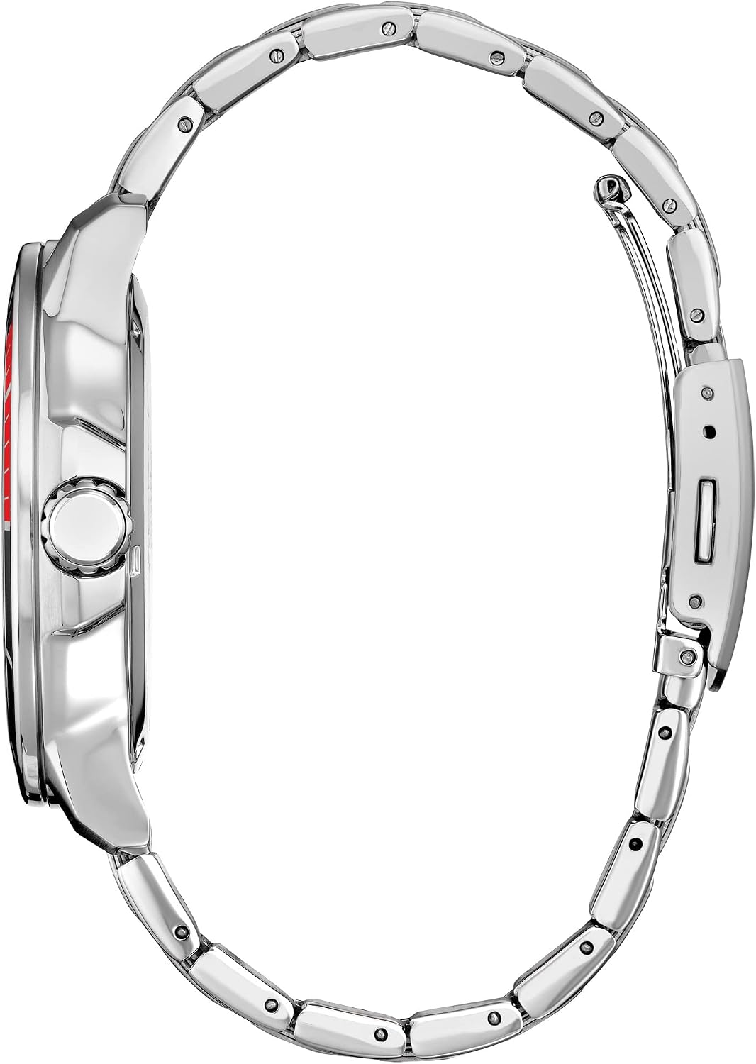 HOTCitizen Eco-Drive Men's Mickey Astronaut Stainless Steel Watch, Red and Black Bezel, (Model: AW1709-54W)