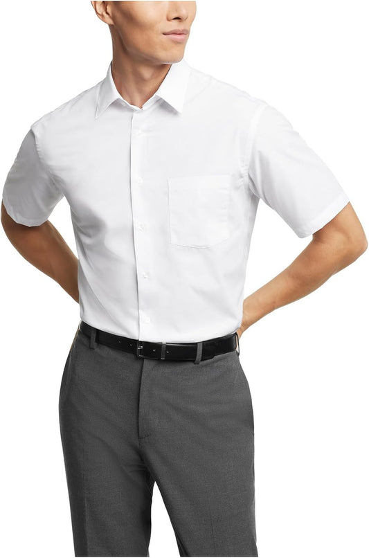 HOTVan Heusen Men's Short Sleeve Dress Shirt Regular Fit Poplin Solid
