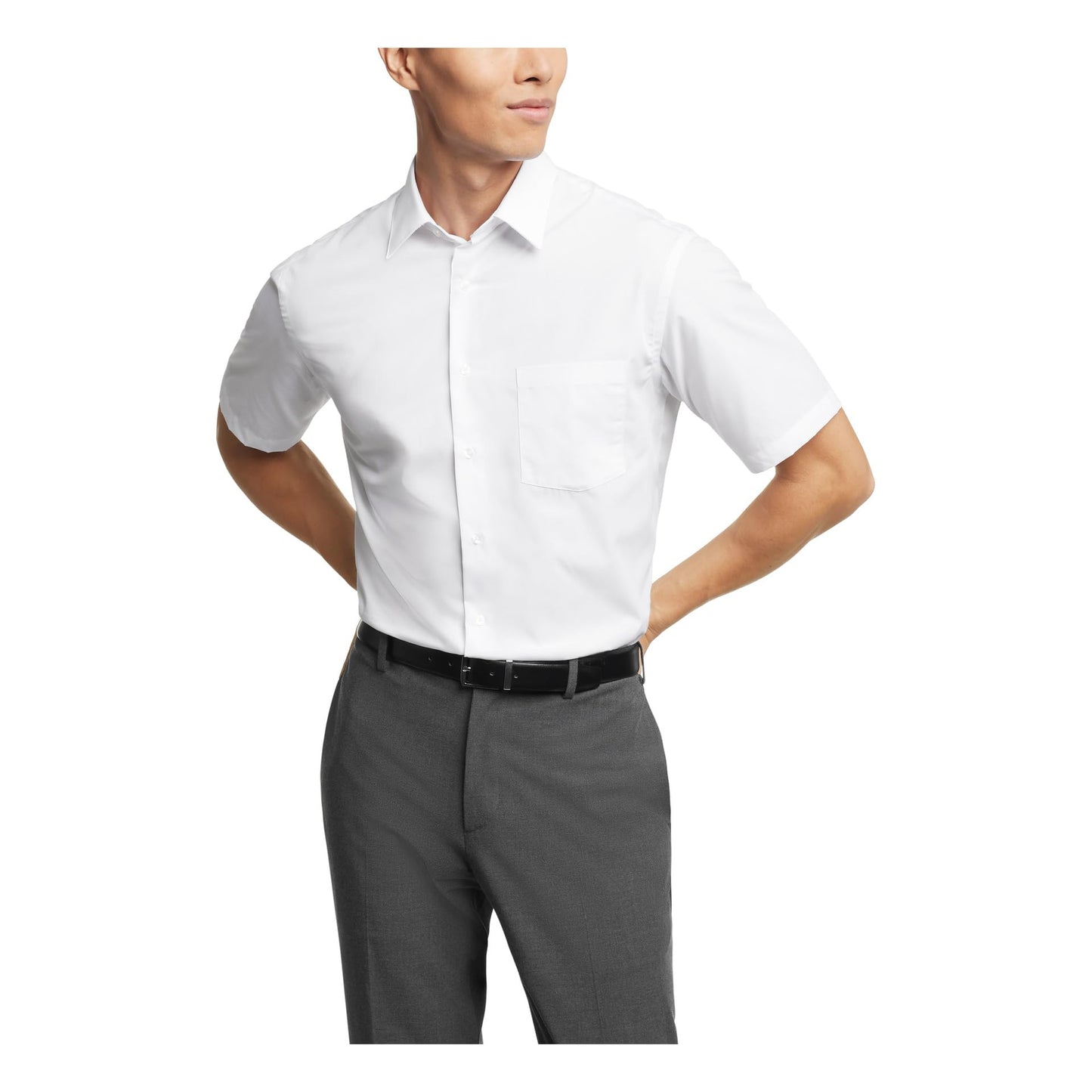 HOTVan Heusen Men's Short Sleeve Dress Shirt Regular Fit Poplin Solid
