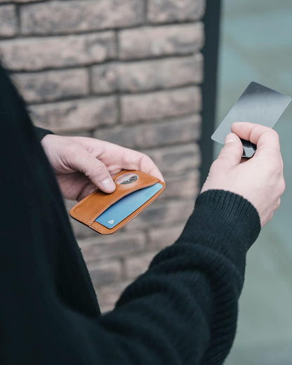 HOTLeather Card Wallet compatible with Apple Airtag - Handmade Minimalist Premium Full Grain Leather Card Wallet Compatible With Tracking Device