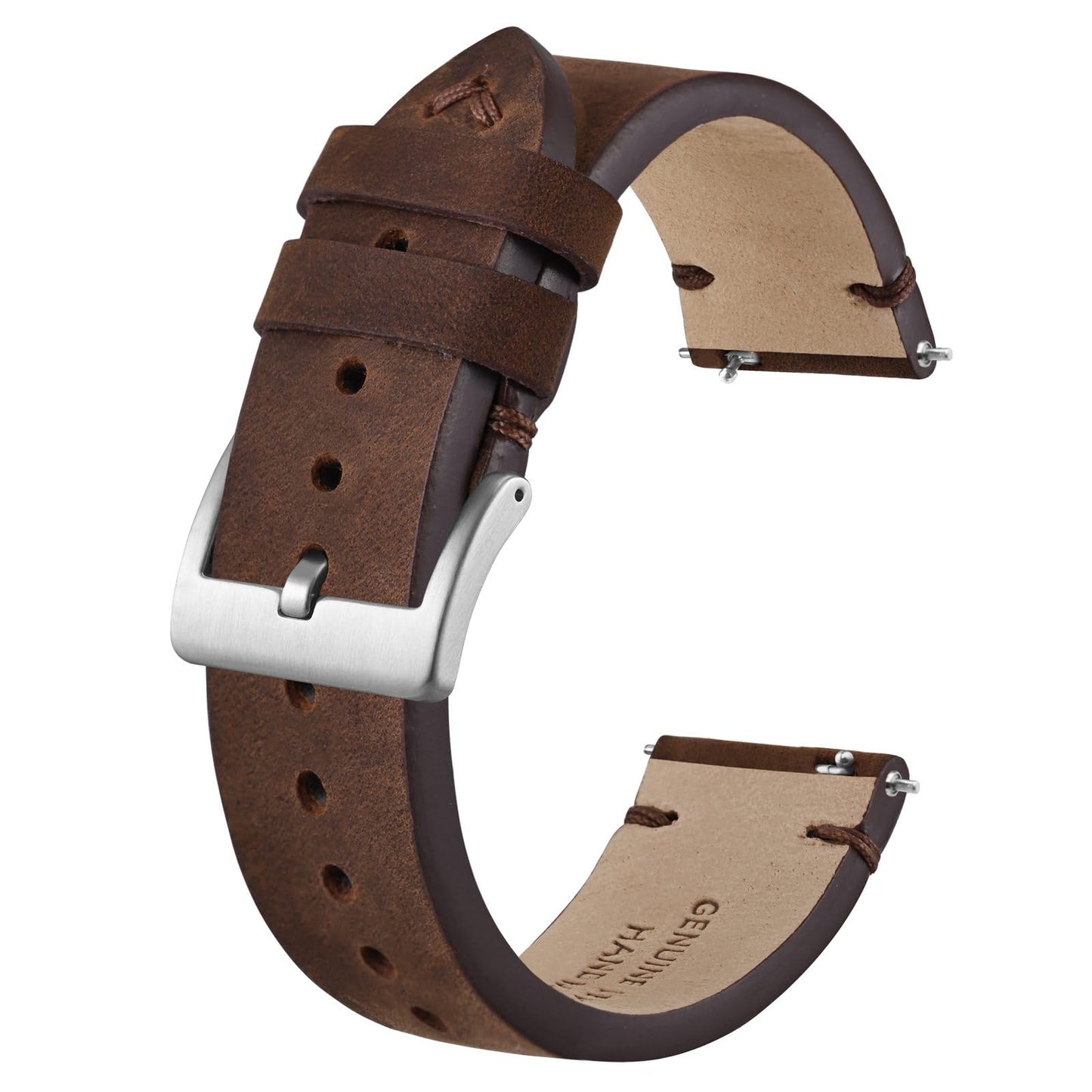 HOTBISONSTRAP Distressed Leather Watch Strap, Watch Replacement Bands for Men, Quick Release Spring Bars, Band Width 18mm 19mm 20mm 22mm 24mm
