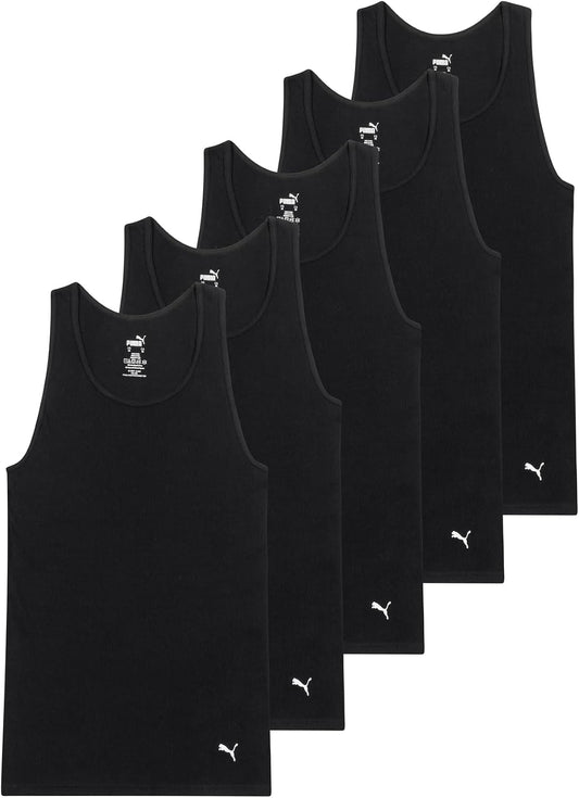 HOTPuma Men's 5 Pack Cotton Rib Tank Top