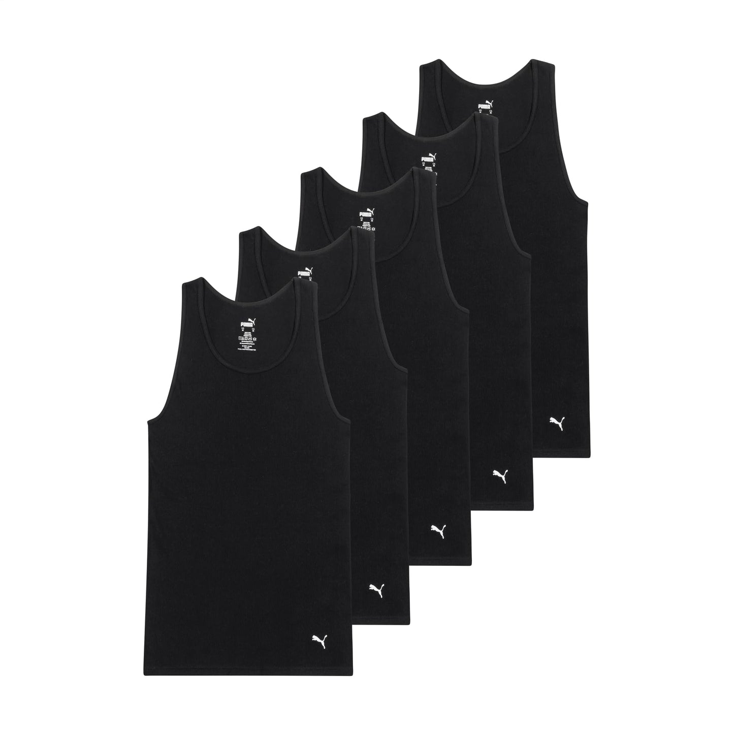 HOTPuma Men's 5 Pack Cotton Rib Tank Top