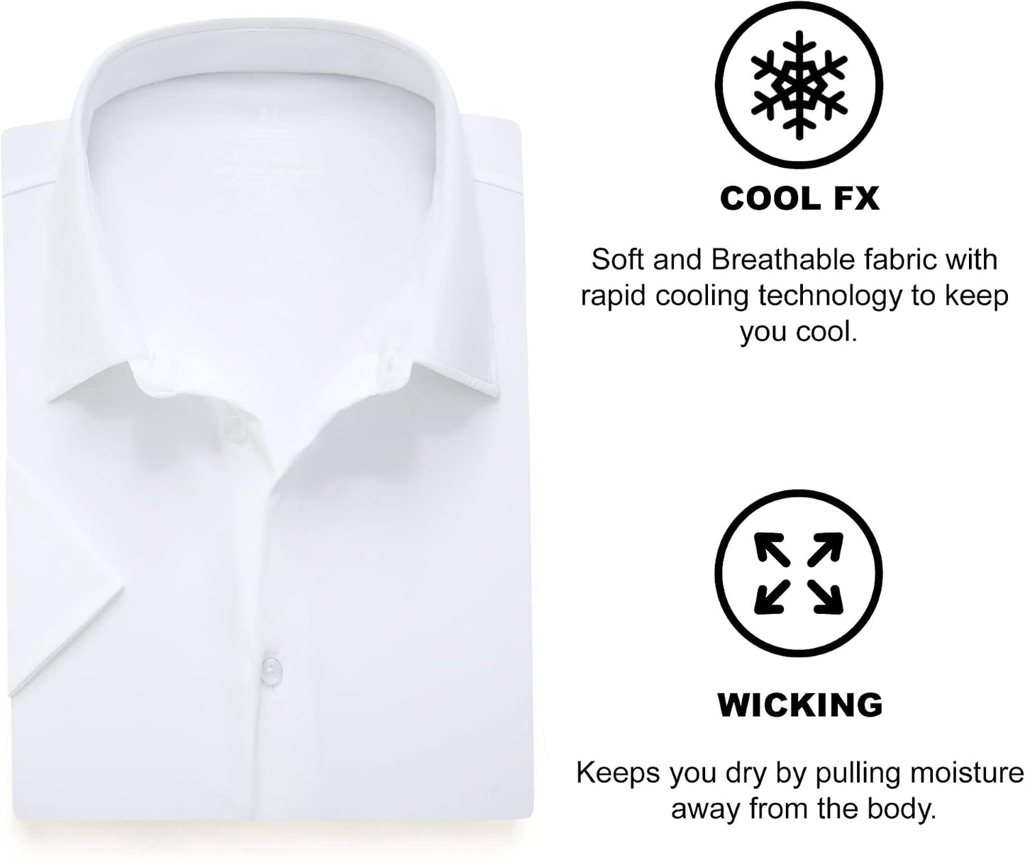 HOTSAMERM Mens Dress Shirt Stretch Wrinkle Free Casual Button Down Shirts | 4-Way Stretch & Moisture Wicking Performance Shirt for Business, Wedding, Work, Church, Easy Care Lightweight & Breathable