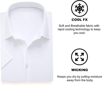 HOTSAMERM Mens Dress Shirt Stretch Wrinkle Free Casual Button Down Shirts | 4-Way Stretch & Moisture Wicking Performance Shirt for Business, Wedding, Work, Church, Easy Care Lightweight & Breathable