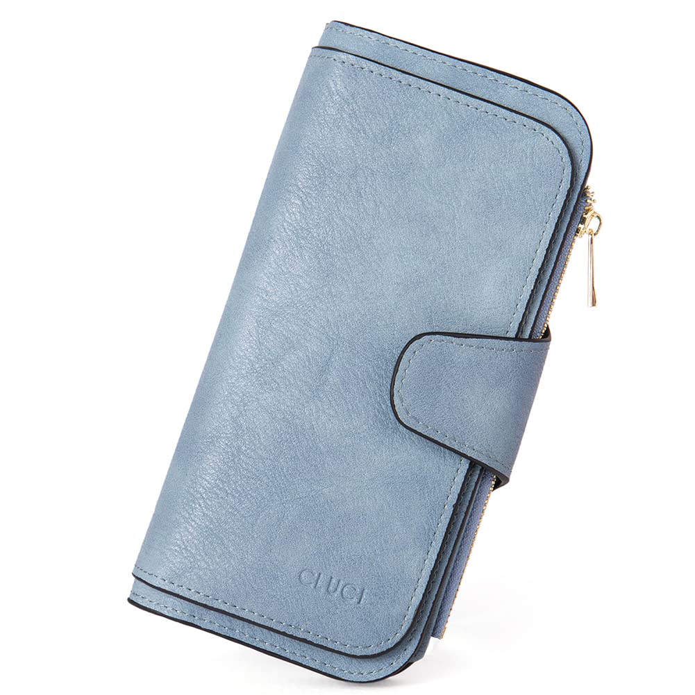 HOTCLUCI Wallet For Women PU Leather RFID Blocking Womens Wallet Bifold Card Holder with ID Window Gifts for Women Birthday