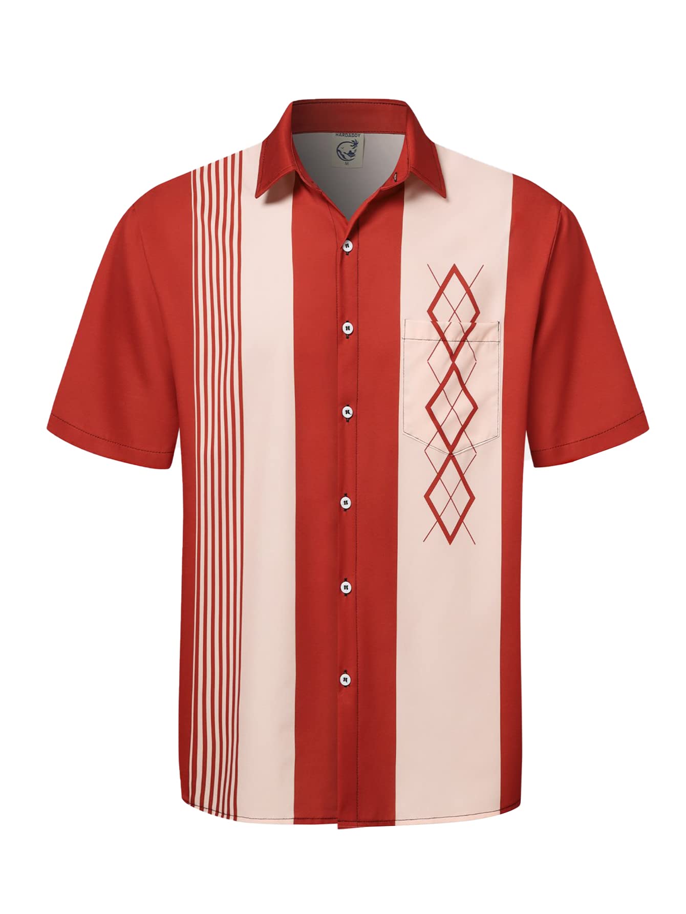 HOTHardaddy Men's Vintage Bowling Shirt Short Sleeve Button Down Hawaiian Summer Beach Printed Casual Shirts