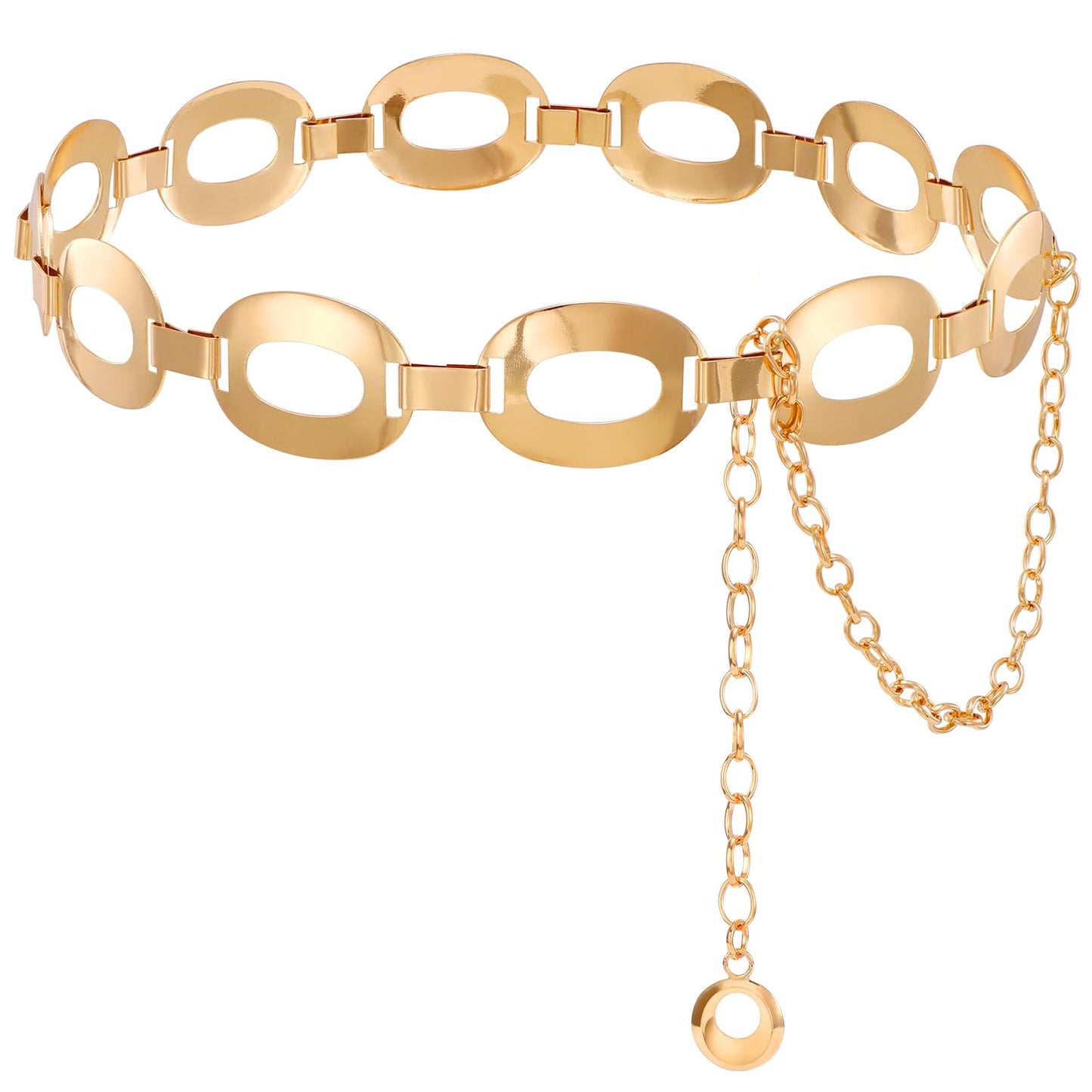 HOTTRIWORKS Waist Chain for Women Ladies Metal Link Chunky Chain Belt for Dresses