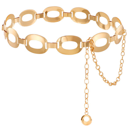 HOTTRIWORKS Waist Chain for Women Ladies Metal Link Chunky Chain Belt for Dresses