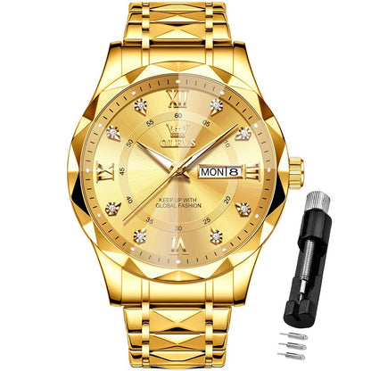 HOTOLEVS Watches for Men Luxury Diamond Casual Large Dial Watches Stainless Steel Waterproof Business Dress Analog Luminous Date Mens Watches