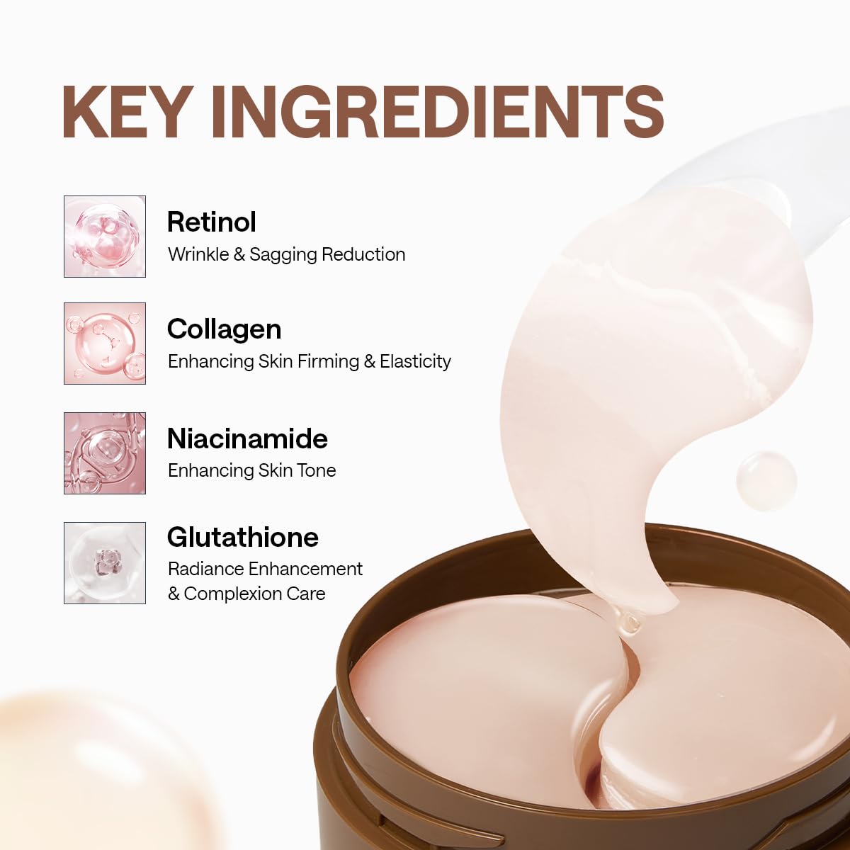 HOTMEDIHEAL Retinol Collagen Under Eye Patches - Korean Hydrogel Eye Pads (60 patches) with 95% Retinol & Collagen - Improves Puffy Eyes & Dark Circles - Non Irritating, Encapsulated Retinol