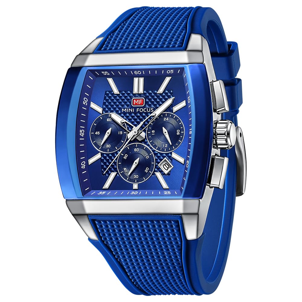 HOTMF MINI FOCUS Men's Watch Analog Fashion Wrist Watch, Tonneau Watch for Men with Chronograph,Ideal for Sports Enthusiasts and Daily Wear