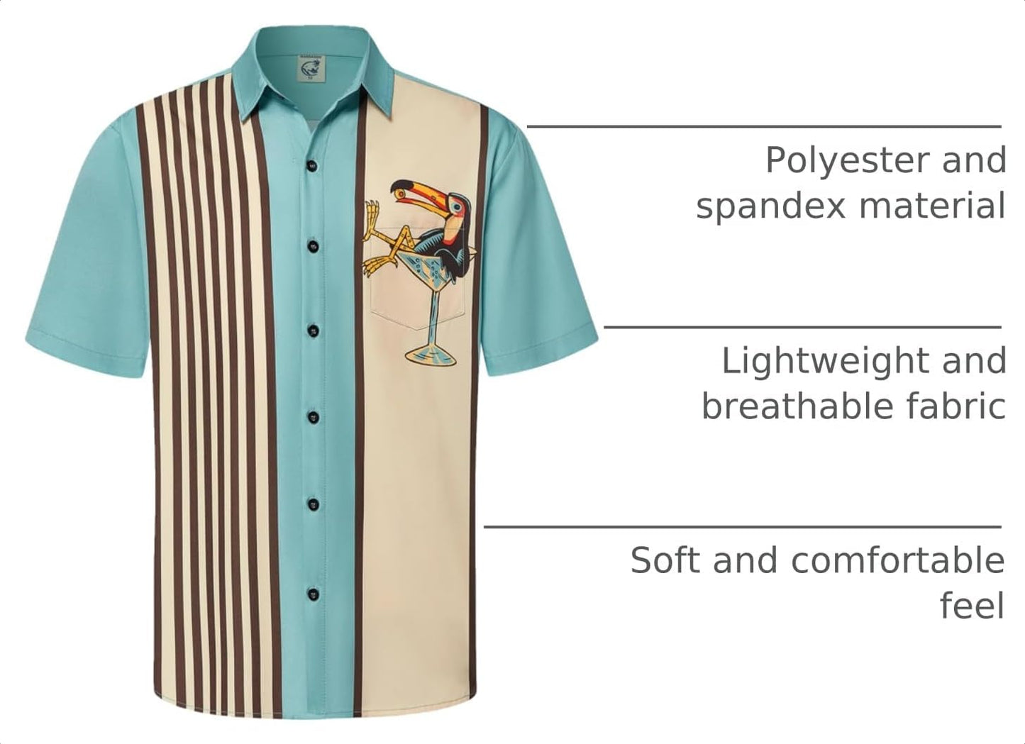 HOTHardaddy Men's Vintage Bowling Shirt Short Sleeve Button Down Hawaiian Summer Beach Printed Casual Shirts