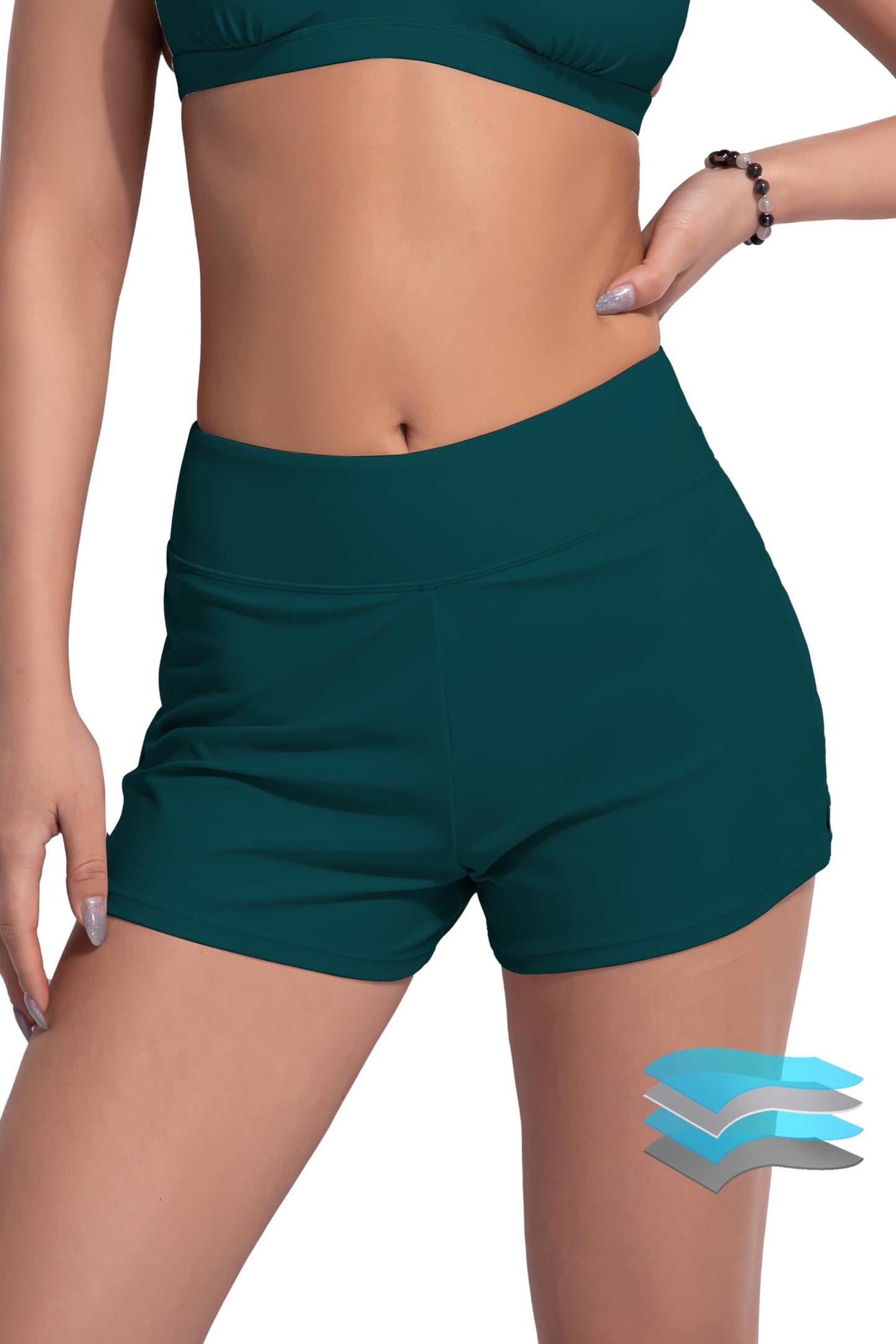 HOTBeautikini Period Swimwear Menstrual Leakproof Swim Shorts Quick Dry 3" High Waist Bathing Suit Bottoms for Teen Girls Women