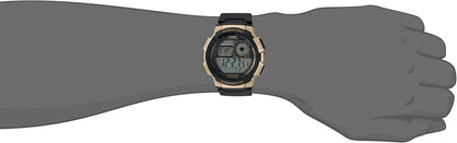 HOTCasio AE1000W Series | Men’s Digital Watch | 100M WR | Multi Alarms | 100 SEC Stopwatch | Countdown Timer | World Map for World Time | LED Light | LC Analog Display | 10 Year Battery