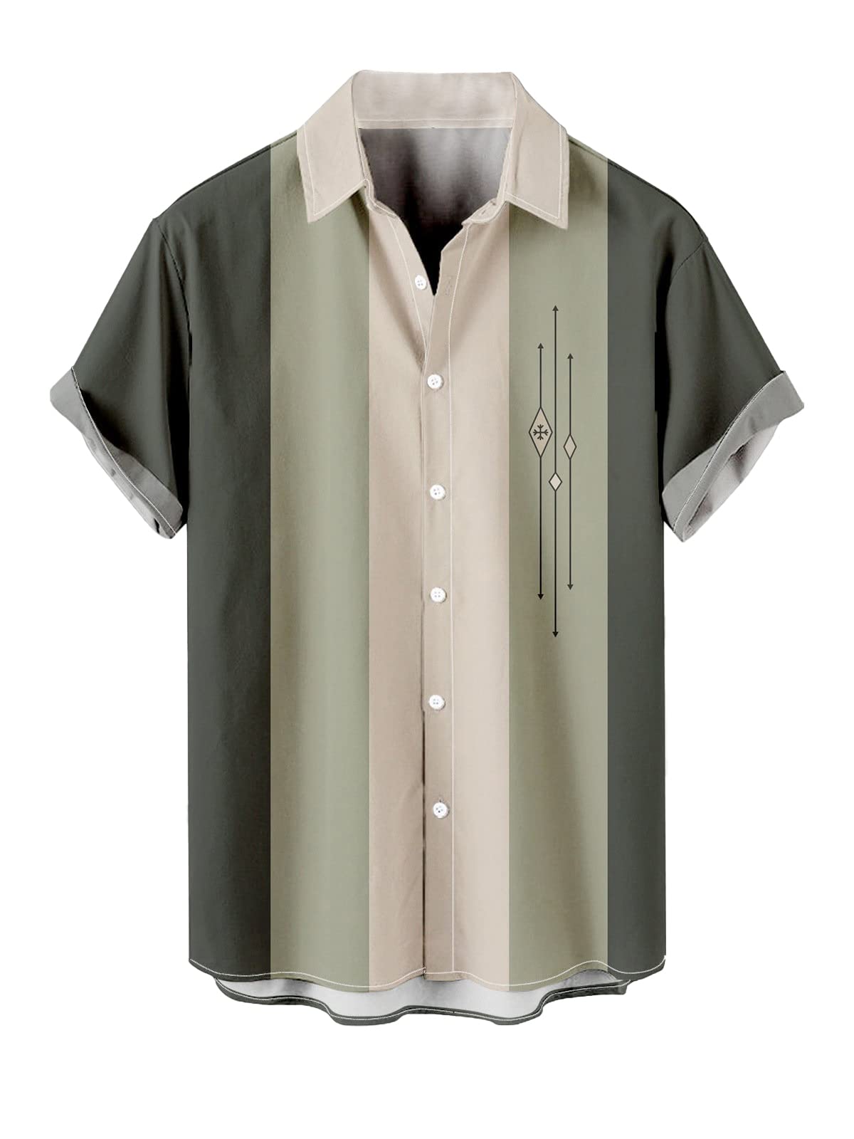 HOTHardaddy Men's Vintage Bowling Shirt Short Sleeve Button Down Hawaiian Summer Beach Printed Casual Shirts