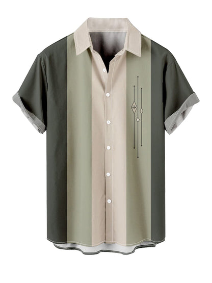 HOTHardaddy Men's Vintage Bowling Shirt Short Sleeve Button Down Hawaiian Summer Beach Printed Casual Shirts