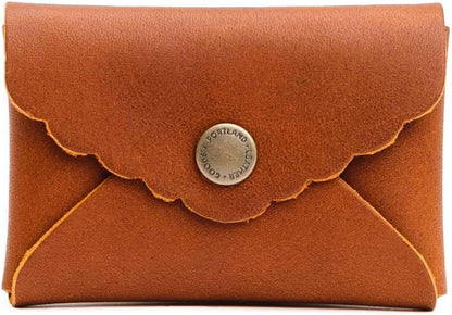 HOTPortland Leather Goods Mini Daisy Wallet for Women – Handmade from the Finest Full-Grain Hides – Features Envelope Design with Snap Closure – Honey