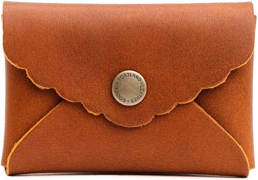 HOTPortland Leather Goods Mini Daisy Wallet for Women – Handmade from the Finest Full-Grain Hides – Features Envelope Design with Snap Closure – Honey